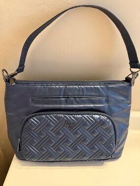 Lug Samba Metallic Indigo Shoulder Bag in Navy Blue
